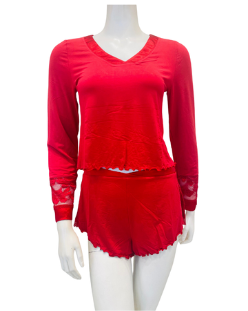 Fleur't Sweet Red Parisian Nights Pajamas Shorts Set